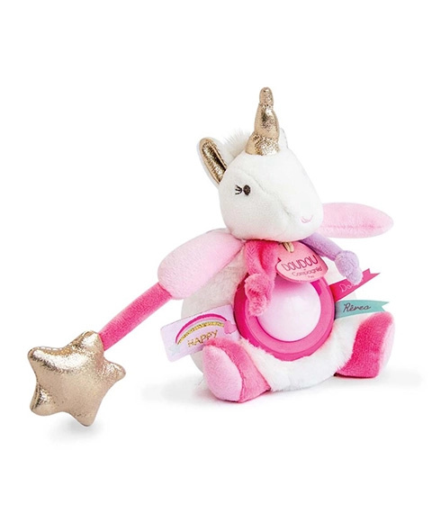 Doudou jednorožec s nočním světlem 22 cm