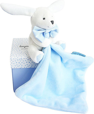 Doudou Dárková sada modrá - králíček s muchláčkem 10 cm