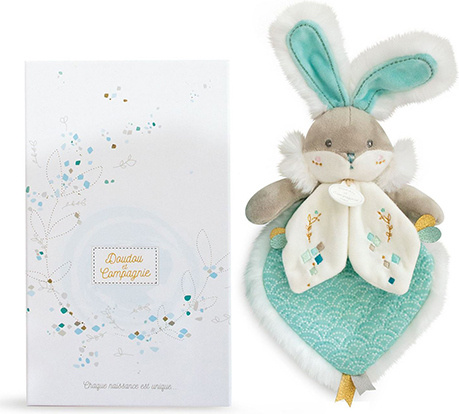 Doudou Hračka tyrkysový kamarád králíček 24 cm