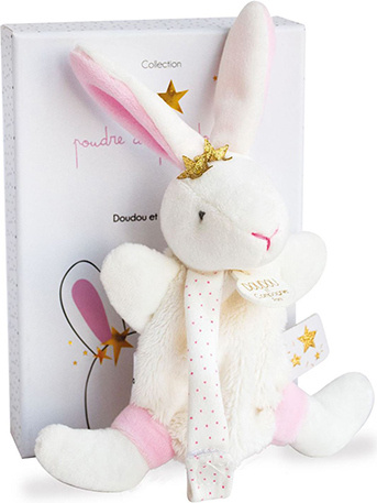 DouDou et Compagnie Paris hračka s úchytem na dudlík králíček 15 cm modrý