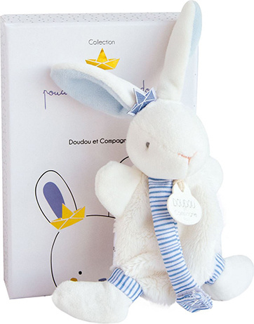 DouDou et Compagnie Paris hračka s úchytem na dudlík králíček 15 cm modrý