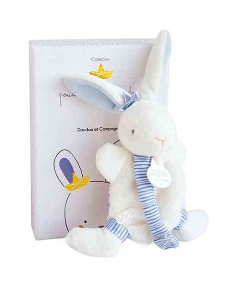 DouDou et Compagnie Paris hračka s úchytem na dudlík králíček 15 cm modrý