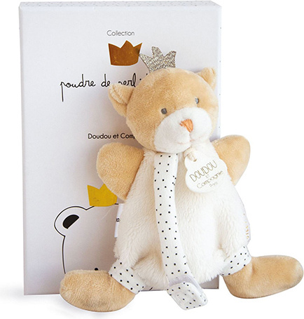 Doudou Hračka s úchytem na dudlík medvídek král 15 cm