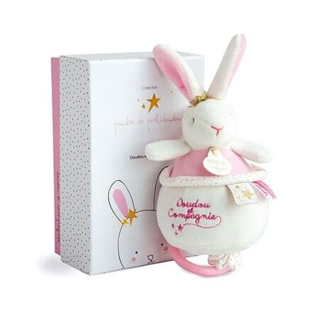 Doudou Plyšový  růžový králíček hrající melodii 14 cm