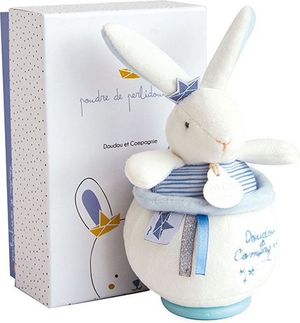 Doudou et Compagnie zajačik s melódiou Bunny Sailor Music Box Perlidoudou modrý 14 cm