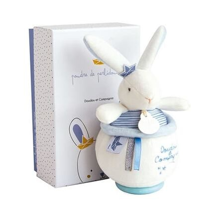 Doudou et Compagnie zajačik s melódiou Bunny Sailor Music Box Perlidoudou modrý 14 cm