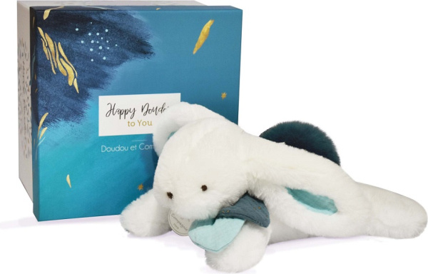 Doudou králíček s tmavě modrou bambulkou 25 cm