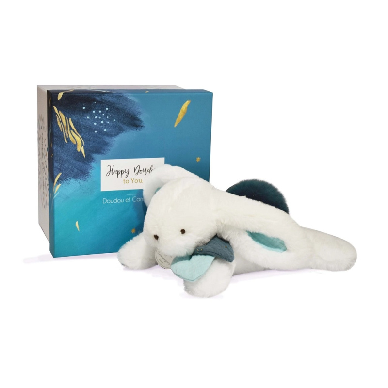 Doudou králíček s tmavě modrou bambulkou 25 cm