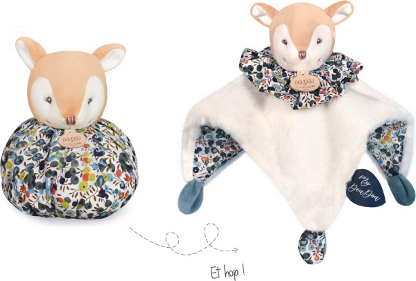 Doudou et Compagnie plyšový jelenček na maznanie Doudou Boule 3v1 so vzorom 25 cm DC3930