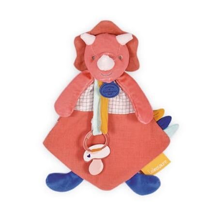 Doudou Hračka s úchytem na dudlík dinosaurus růžový 23 cm
