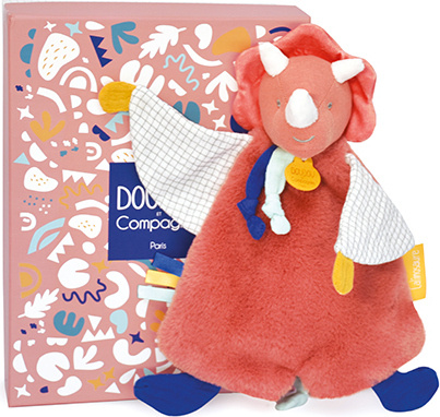 Doudou Dárková sada - Plyšový muchláček dinosaurus oranžový 25 cm