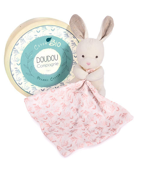 Doudou et Compagnie Paris Doudou králiček s růžovou dečkou z BIO bavlny 15 cm