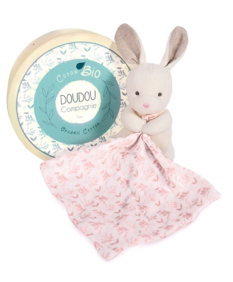 Doudou et Compagnie Paris Doudou králiček s růžovou dečkou z BIO bavlny 15 cm