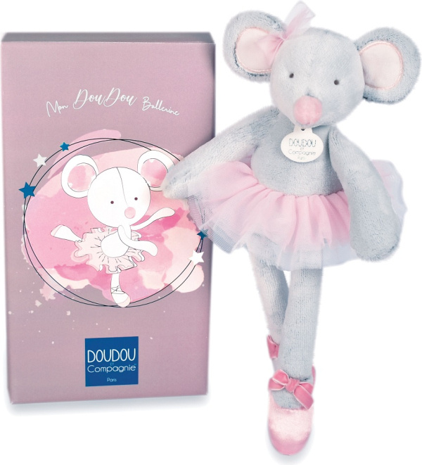 Doudou Plyšová hračka myška šedá balerína 30 cm