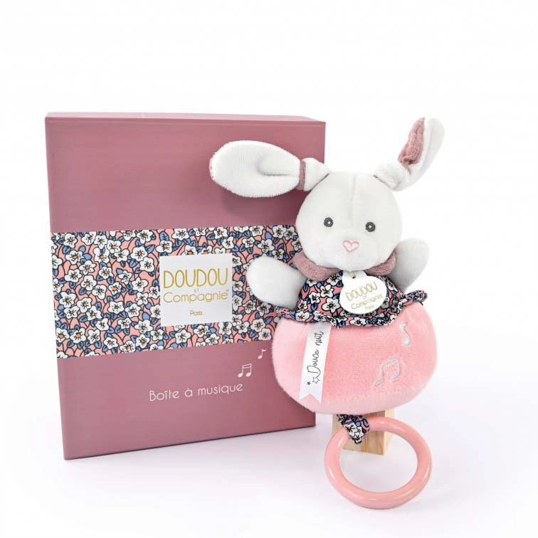 DouDou et Compagnie Paris plyšový králíček hrající melodii růžový 20 cm