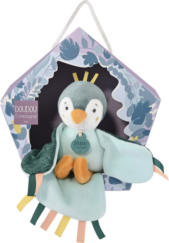 Doudou Dárková sada - hudební plyšová hračka ptáček zelený 23 cm