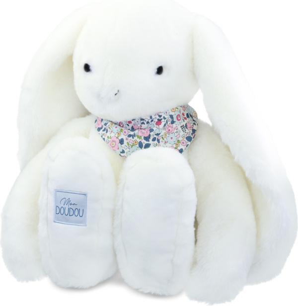 Doudou Plyšový králík XXL s šátkem bílý 50 cm