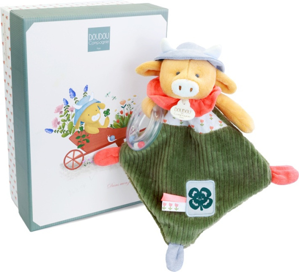 Doudou Dárková sada Kravička Aneth s chrastítkem 21 cm