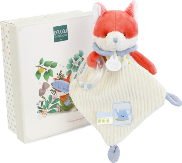 Doudou Dárková sada Plyšová liška Romarin s chrastítkem 21 cm