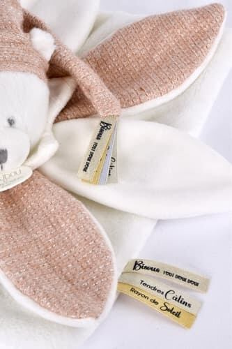 Doudou Dárková sada Plyšový muchláček medvídek s čepičkou 25 cm růžový