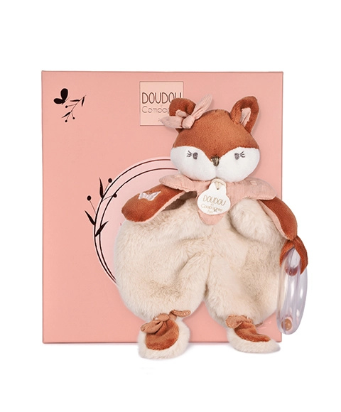 Doudou Dárková sada Plyšová liška Mina s chrastítkem 18 cm