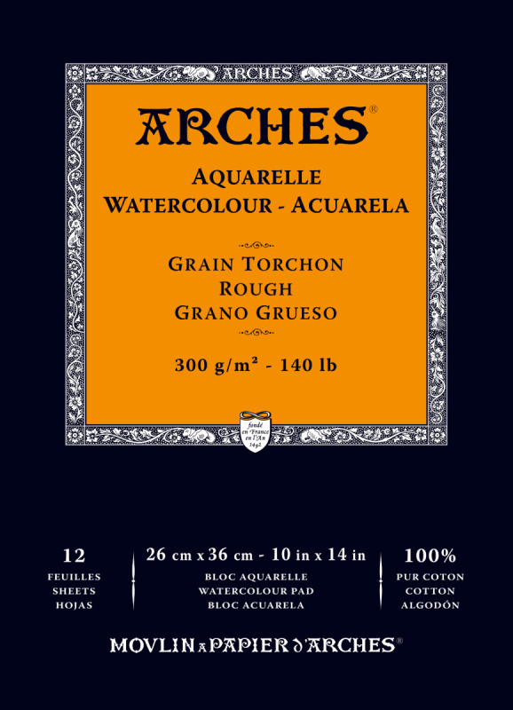 Arches skicák lepený 26x36cm 12l RG 300g