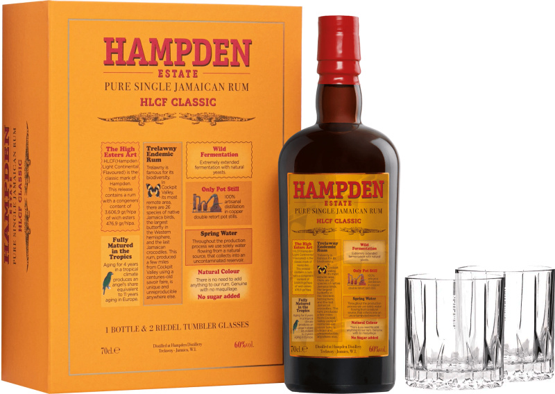 Hampden Estate HLCF Classic + 2 sklenice 60% 0,7l (darčekové balenie 2 poháre)