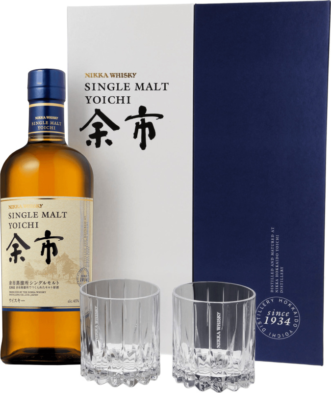 Nikka Yoichi Single Malt Whisky + 2 sklenice 45% 0,7l (darčekové balenie 2 poháre)