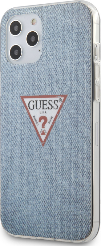 Guess Ochranný kryt pro iPhone 12 Pro MAX - Guess, Denim Triangle Blue