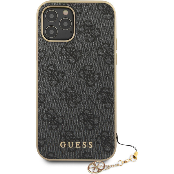 Pouzdro Guess 4G Charms iPhone 12/12 Pro šedé Šedá