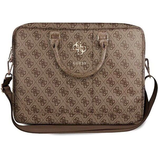 Guess PU 4G Metal Logo brašna pro 15/16" Macbook/notebook hnědá