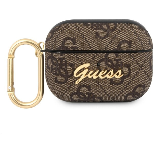Guess 4G Script PC/PU pouzdro pro Airpods Pro hnědé