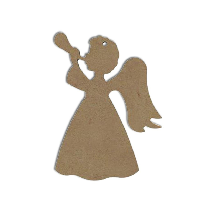 Dřevěný výřez k dekoraci Gomille závěsný, 15 cm – hlásný anděl Aladine