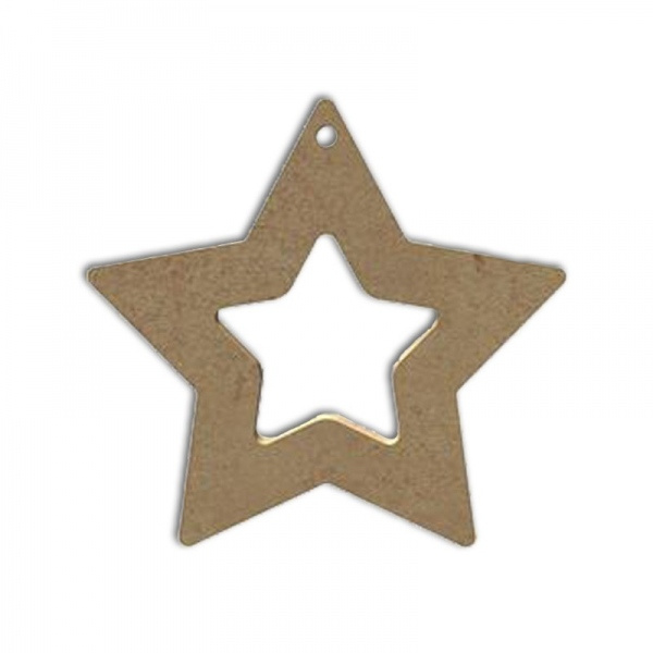 Dřevěný výřez k dekoraci Gomille závěsný, 10 x 10 cm – hvězda Aladine