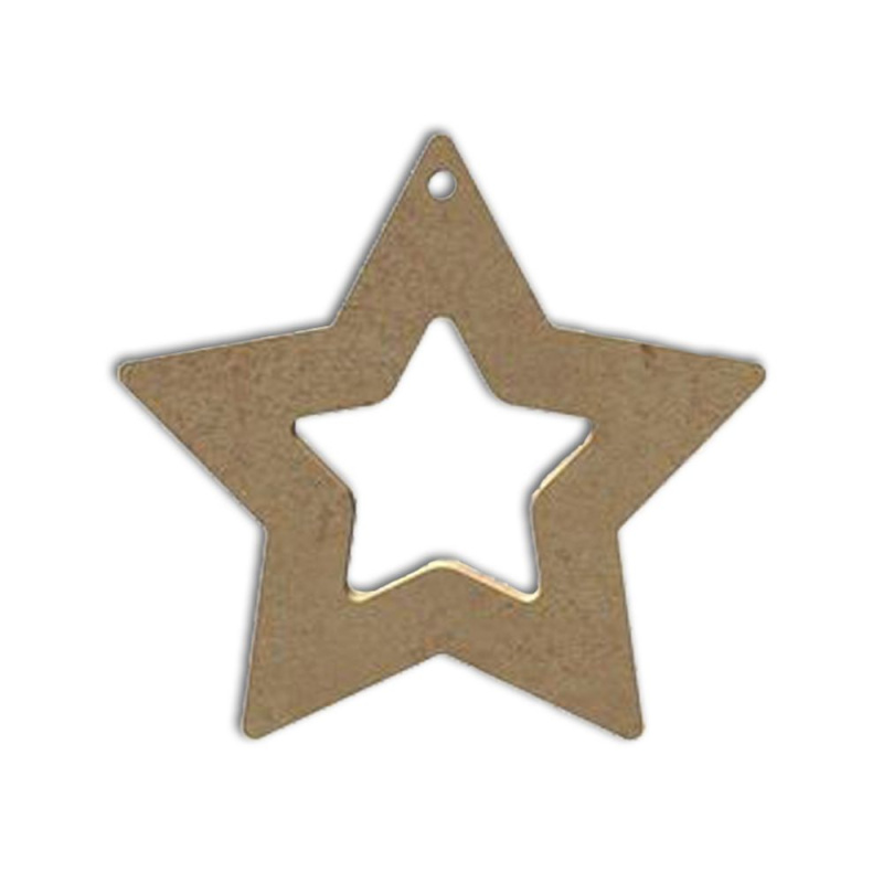 Dřevěný výřez k dekoraci Gomille závěsný, 10 x 10 cm – hvězda Aladine