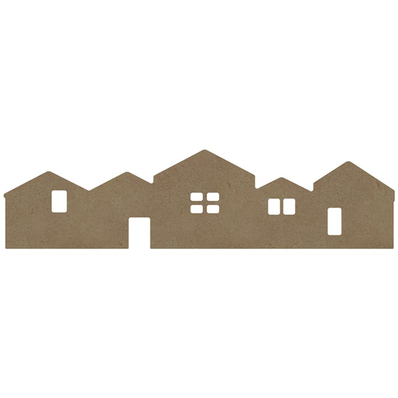 Dřevěný výřez k dekoraci Gomille, 39 x 10 cm – domečky Aladine