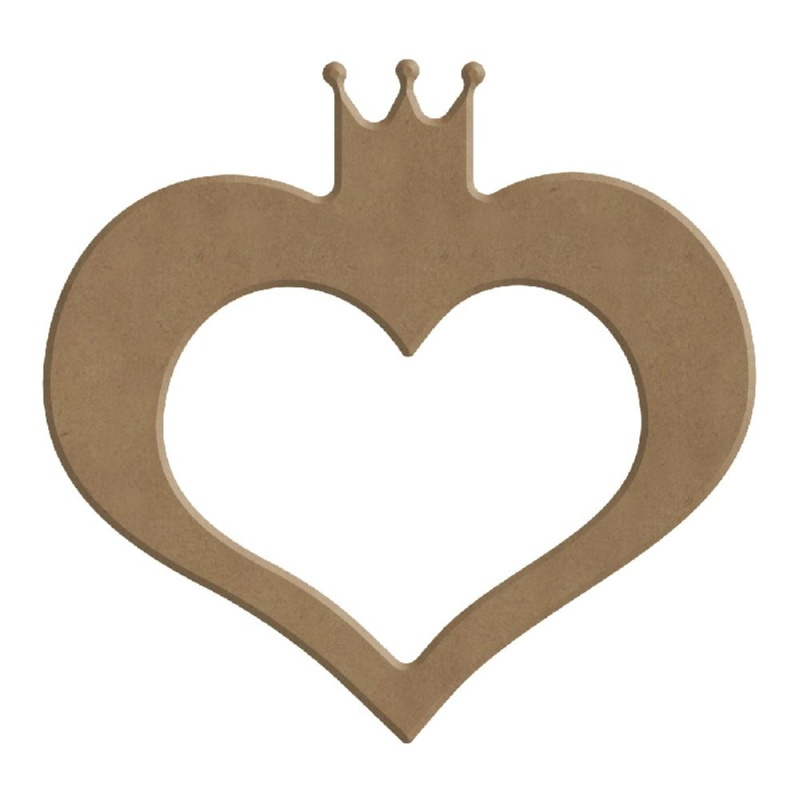 Dřevěný výřez k dekoraci Gomille, 10 x 10 cm – srdce s korunkou Aladine