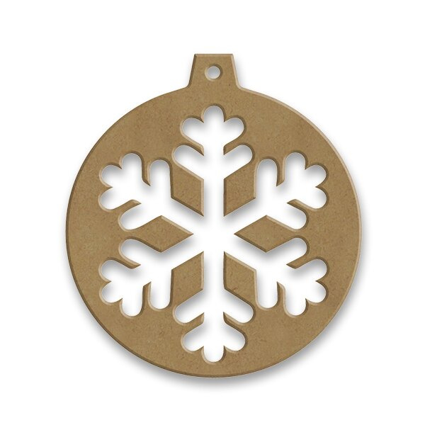 Gomille Dřevěný výřez k dekoraci Gomille, závěsný, 6,5x7,1 cm - Baňka s vločkou