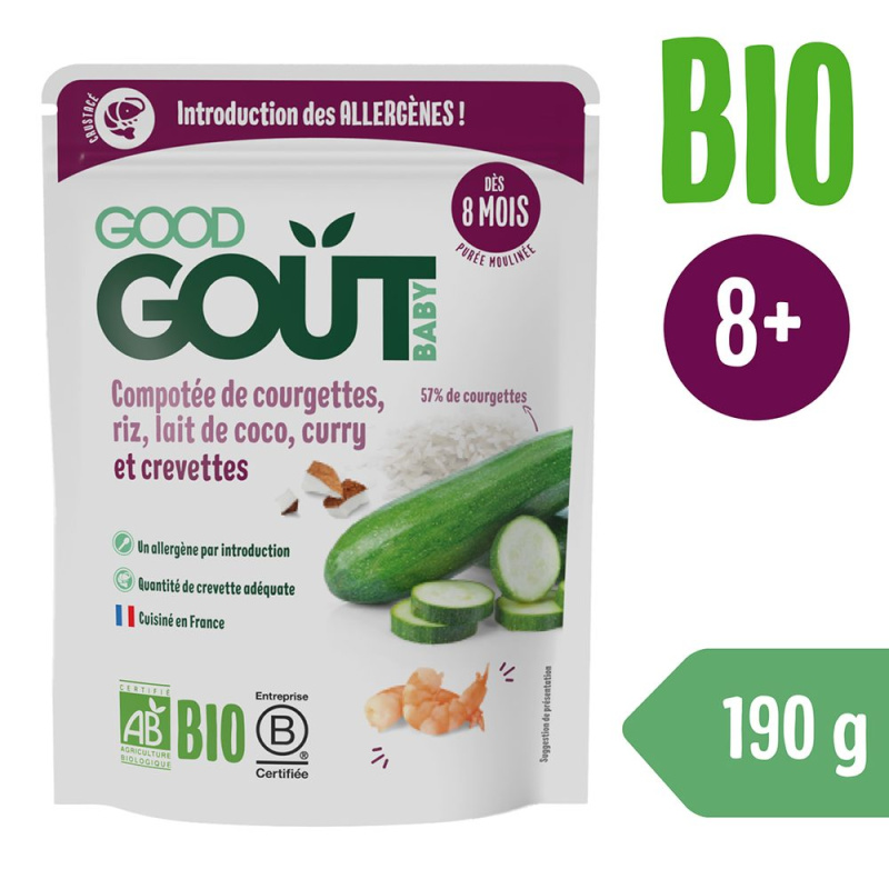 GOOD GOUT Krevety s rýží cuketou a kokosovým mlékem 8m+ BIO 190 g
