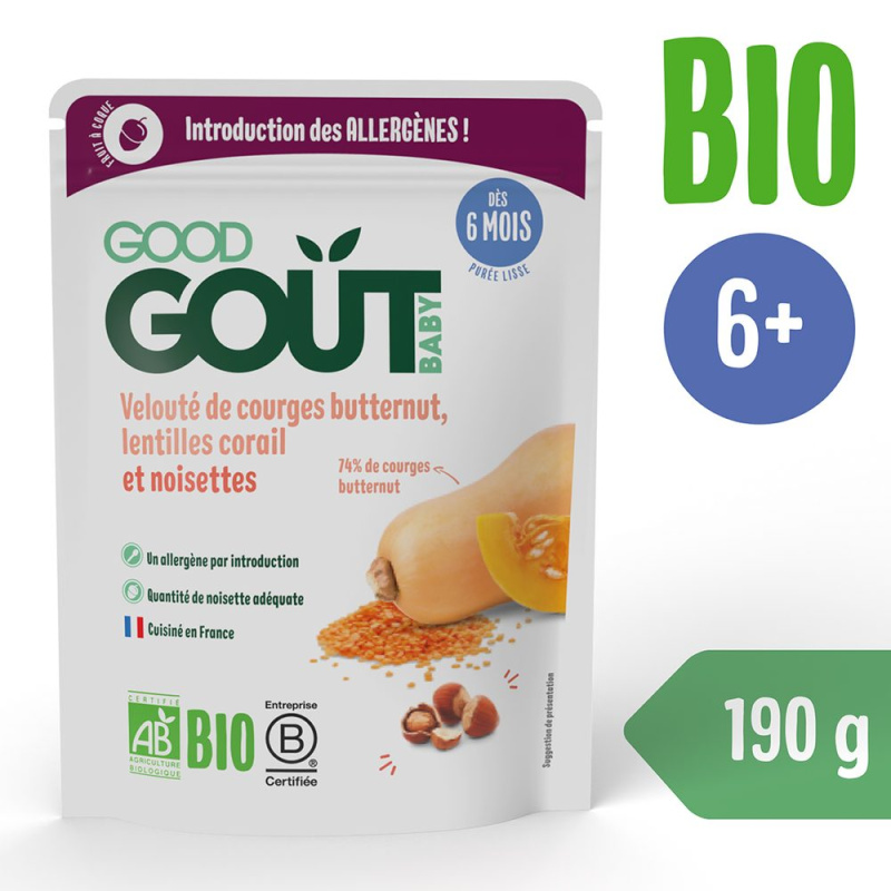 GOOD GOUT Dýňová polévka s červenou čočkou a lísk. oříšky BIO 190 g