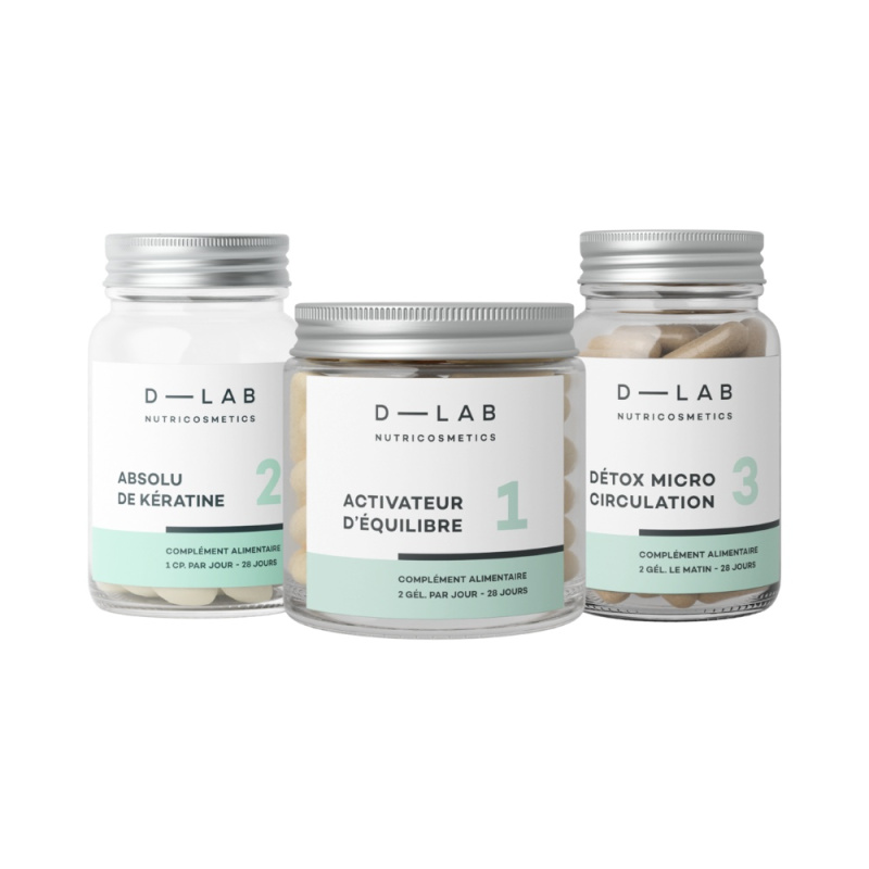 D-LAB Program při ztrátě vlasů Activator+Keratin+Detox 56+28+56 kapslí