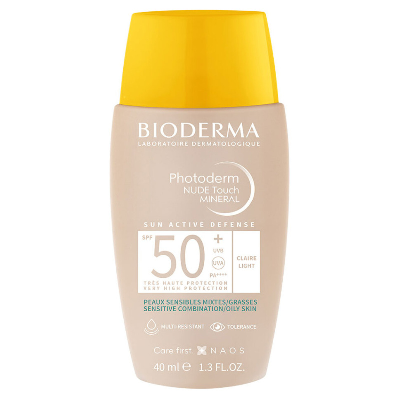 Bioderma Photoderm Nude Touch ochranný tónovaný fluid pro smíšenou až mastnou pleť SPF 50+ odstín Light Colour 40 ml