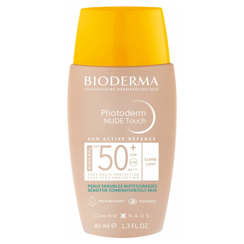 Bioderma Photoderm Nude Touch ochranný tónovaný fluid pro smíšenou až mastnou pleť SPF 50+ odstín Light Colour 40 ml