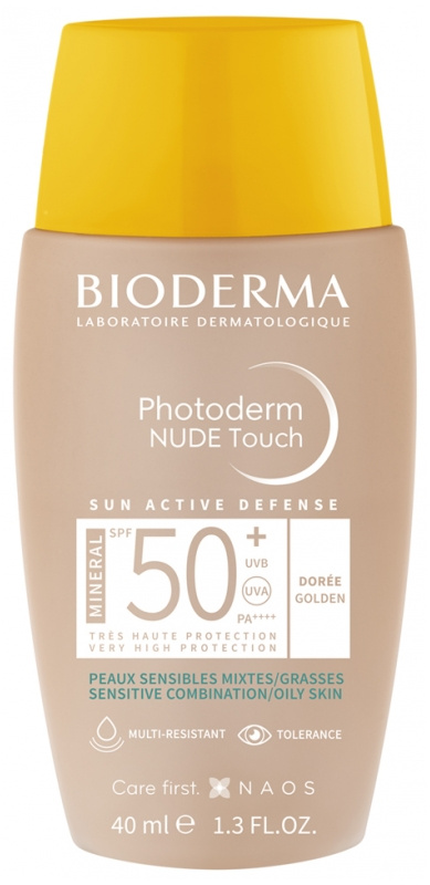 Bioderma Tónovaný fluid pro smíšenou až mastnou pleť Photoderm Nude Touch Mineral SPF 50+ (Fluid) 40 ml Gold