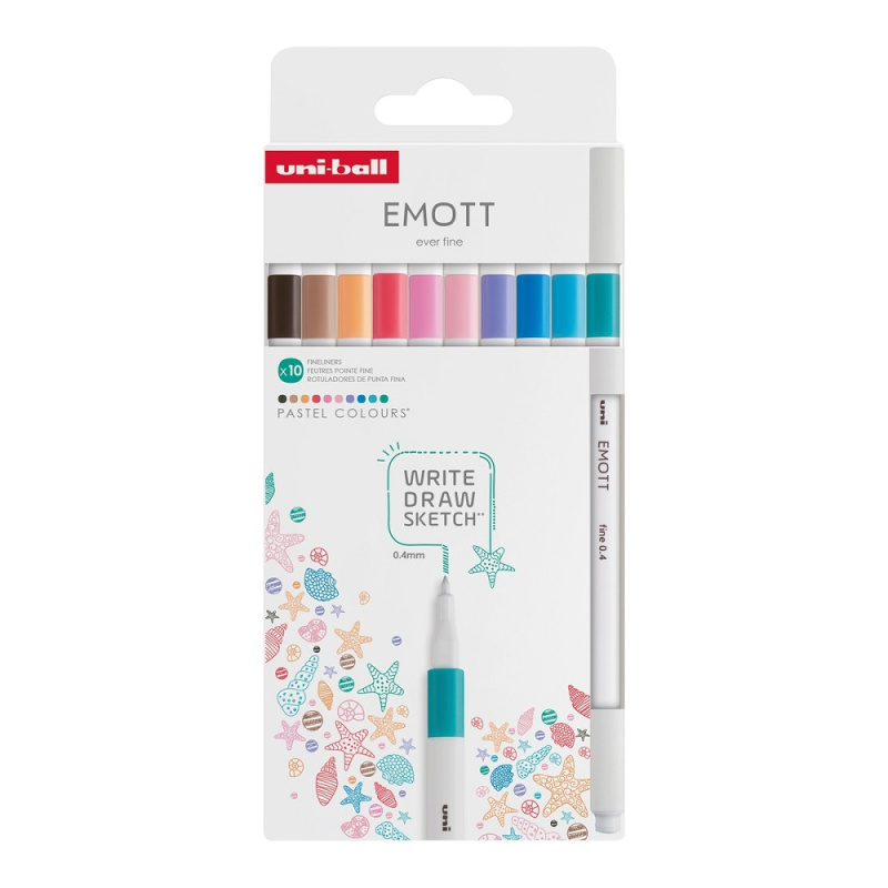 Liner UNI EMOTT 0,4 mm - sada 10 barev PASTEL