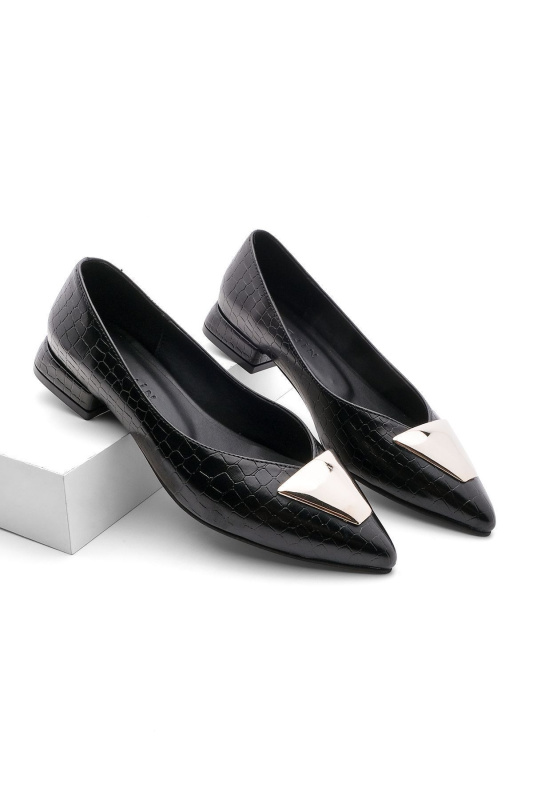 Dámské balerínky s přezkou Giant Black Croco