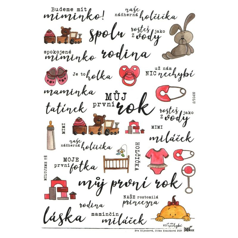 Samolepky průhledné A4 - Holčička č.5