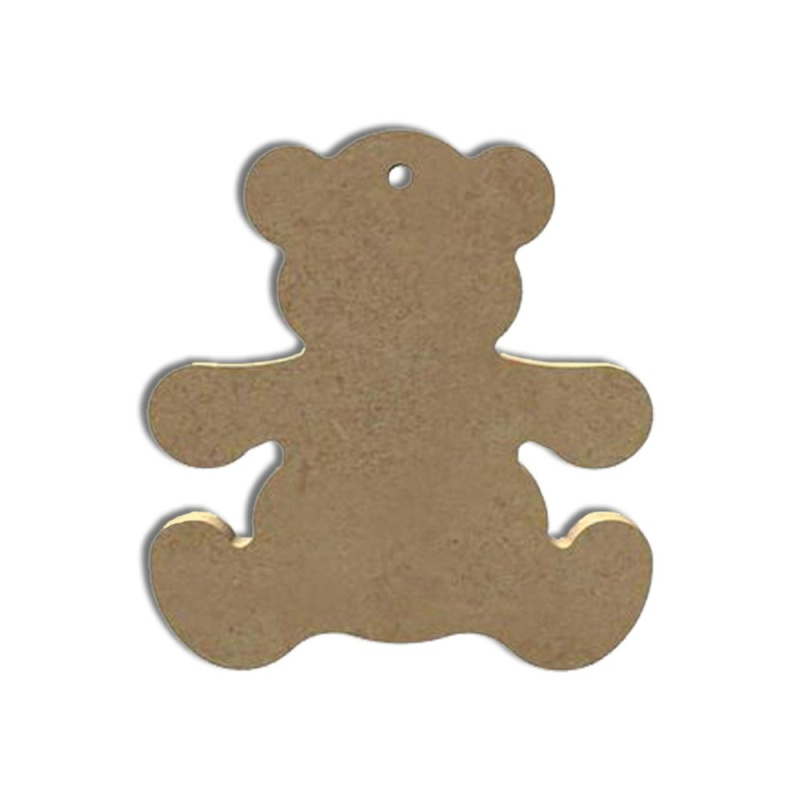 Dřevěný výřez k dekoraci Gomille závěsný, 10 x 10 cm – medvídek Aladine