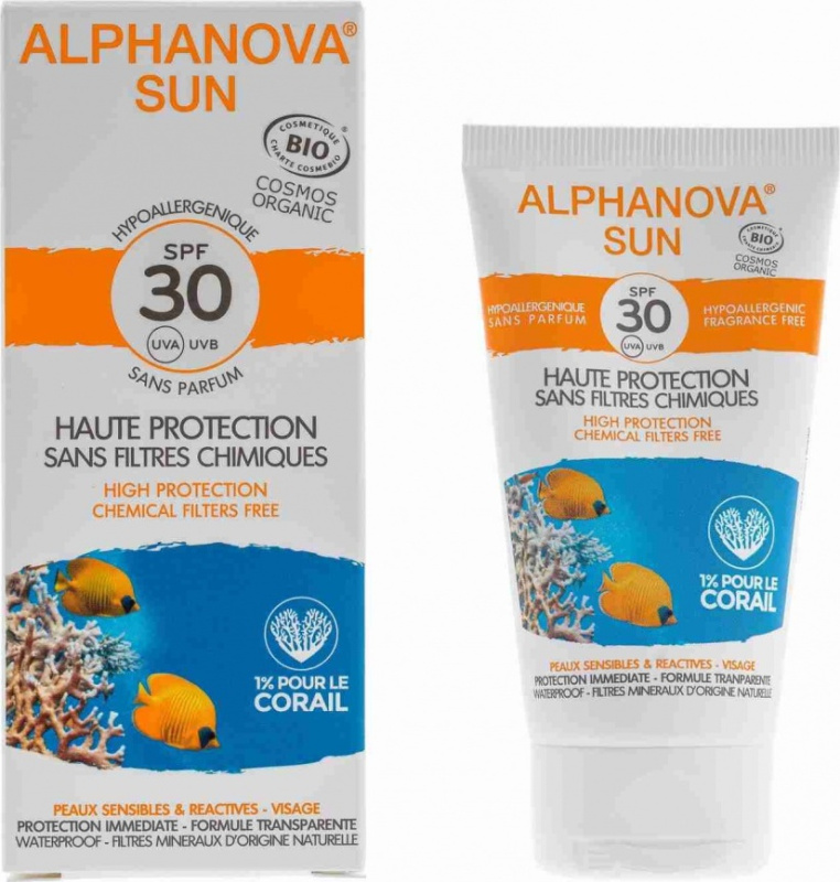 Alphanova Opalovací krém na obličej SPF 30, 50 g BIO