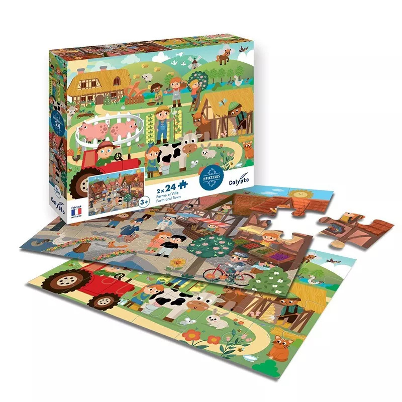 Puzzle - Na farmě a ve městě Montessori
